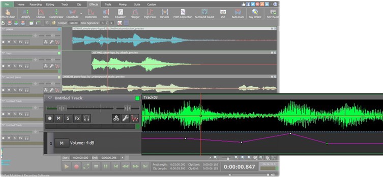 MixPad Audio Mixing Software track control screenshot